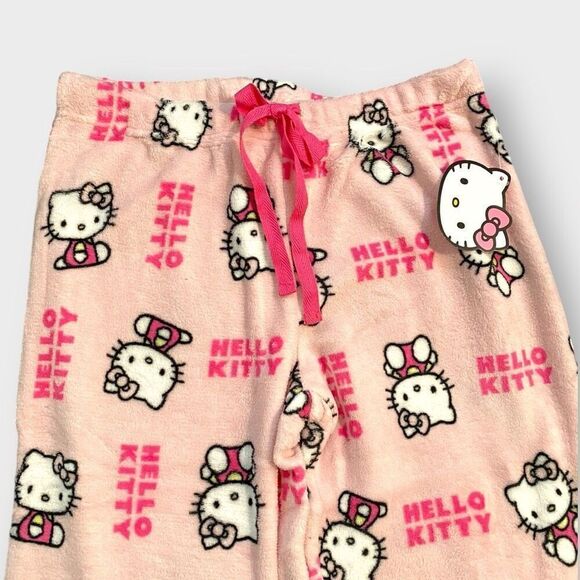 Hello Kitty Sanrio All Over Fuzzy Soft Touch Pajama Pants Womens size Large New - Picture 4 of 9